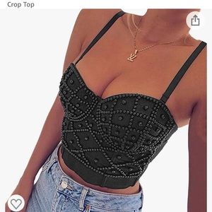 Black Beaded Corset Top